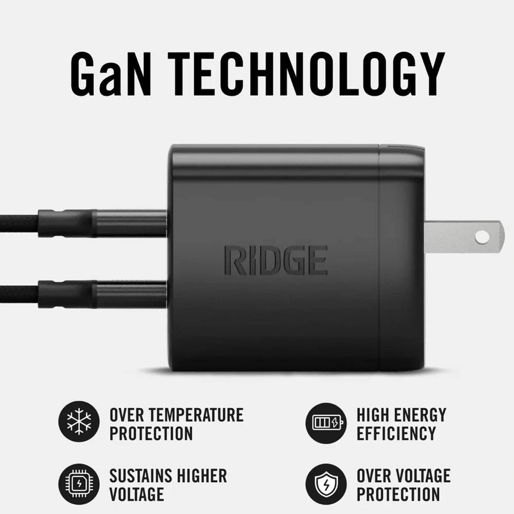 RIDGE WALL CHARGER | 45W POWER ADAPTER KIT | MATTE BLACK